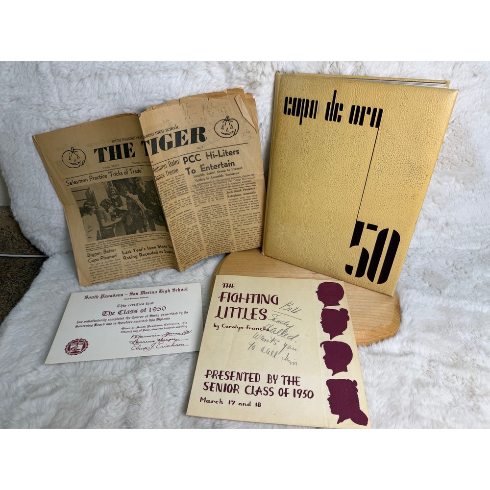 1950 South Pasadena San Marino High School Yearbook Copa de Oro & Ephemera Lot